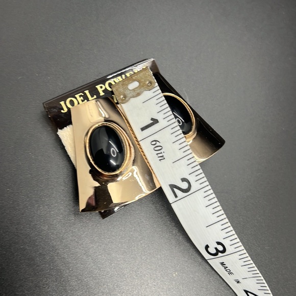 Vintage Joel Powell Gold/Black Tone Clip Earrings - Picture 4 of 5